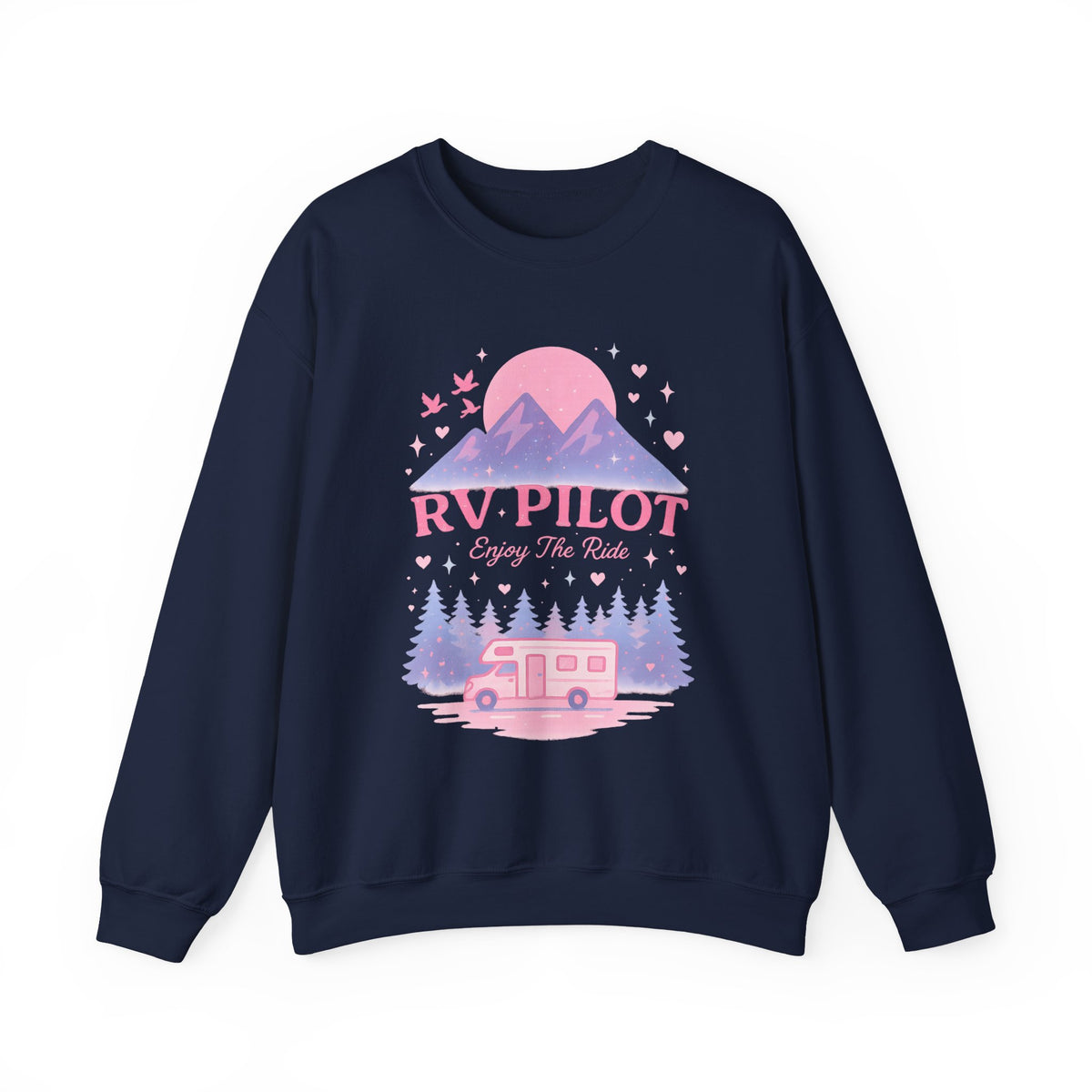 Moonlit RV Adventure: Pastel Pixel Camping Scene Funny Camping Sweatshirt