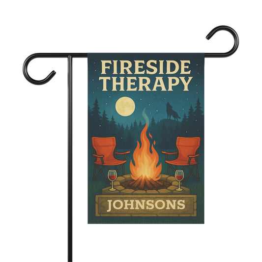 Fireside Therapy Garden Flag — Personalized Campfire Outdoor Banner