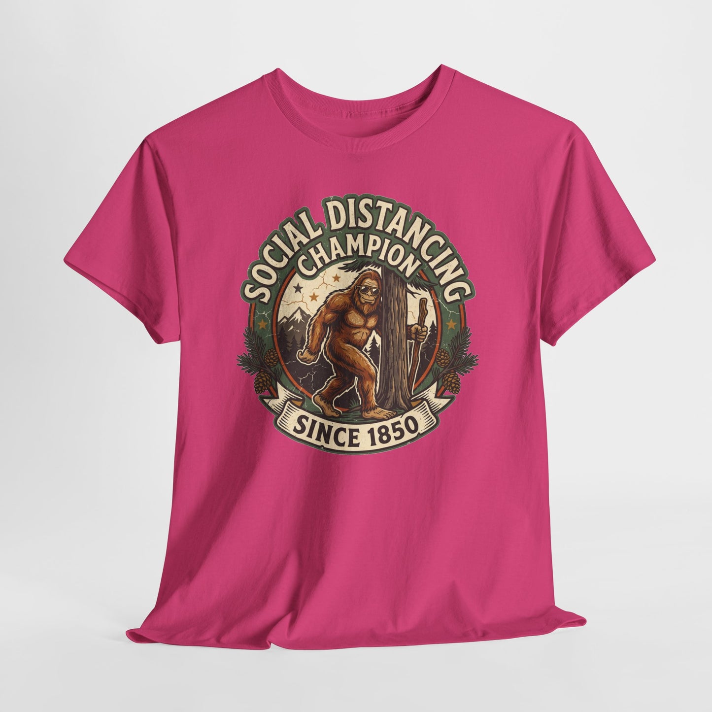 Social Distancing Champion Tee - Funny Bigfoot Sasquatch Shirt "Since 1850"