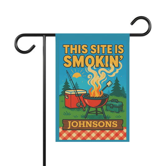 This Site Is Smokin' Garden Flag - Personalized BBQ Camping Yard Banner
