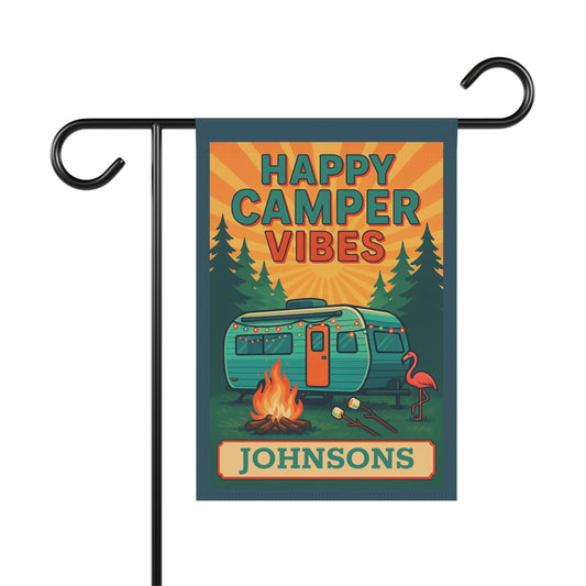 Happy Camper Vibes Garden Flag — Personalized Camping Banner
