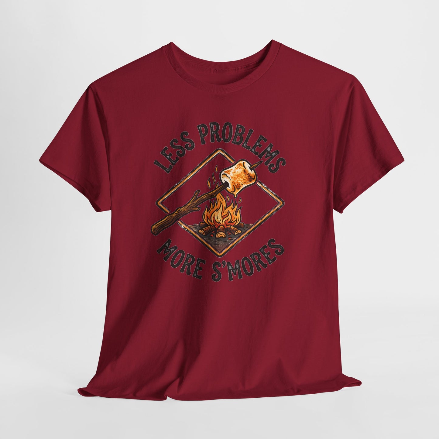 S'mores Camping T-Shirt - "Less Problems, More S'mores" Retro Campfire Tee