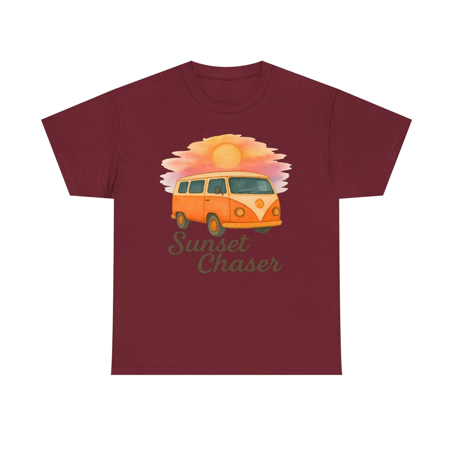 Sunset Chaser: Retro Bus Camping Gildan Tee