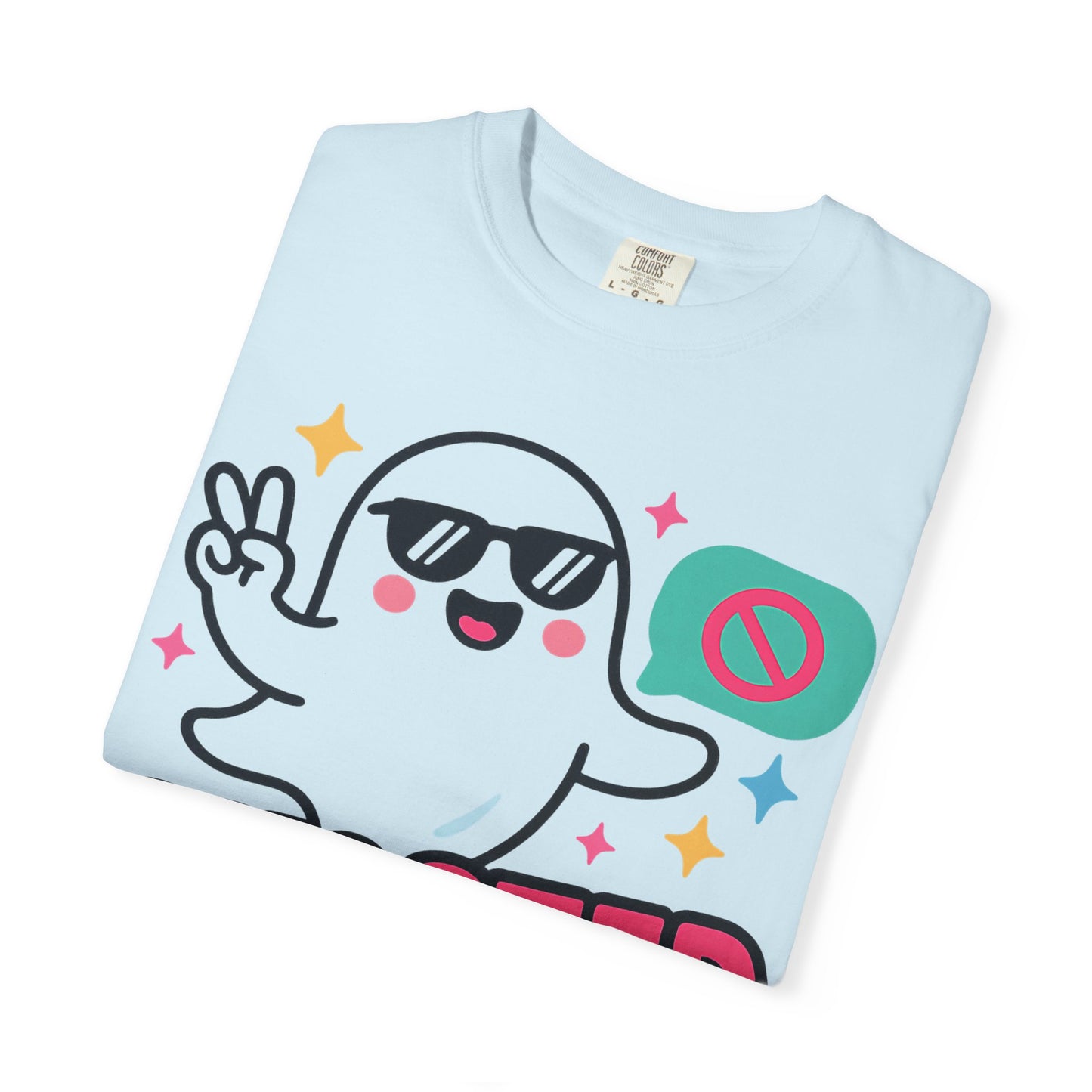 Ghosted Him IRL: Trendy Cartoon Ghost Illustration Comfort Colors Single Ladies
