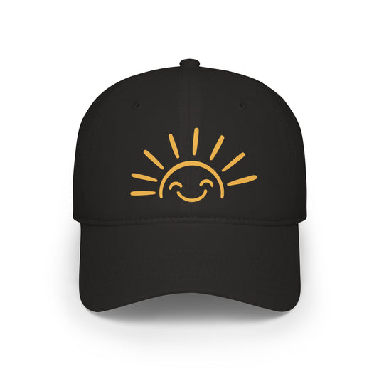 Smiling Sun Baseball Cap — Cheerful Embroidered Low Profile Hat