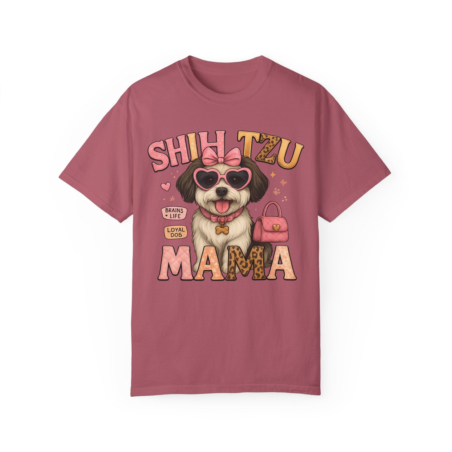 Shih Tzu Mama: Adorable Dog in Pink Sunglasses Comfort Colors