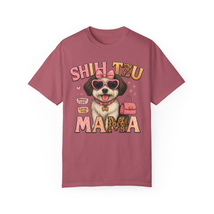 Shih Tzu Mama: Adorable Dog in Pink Sunglasses Comfort Colors