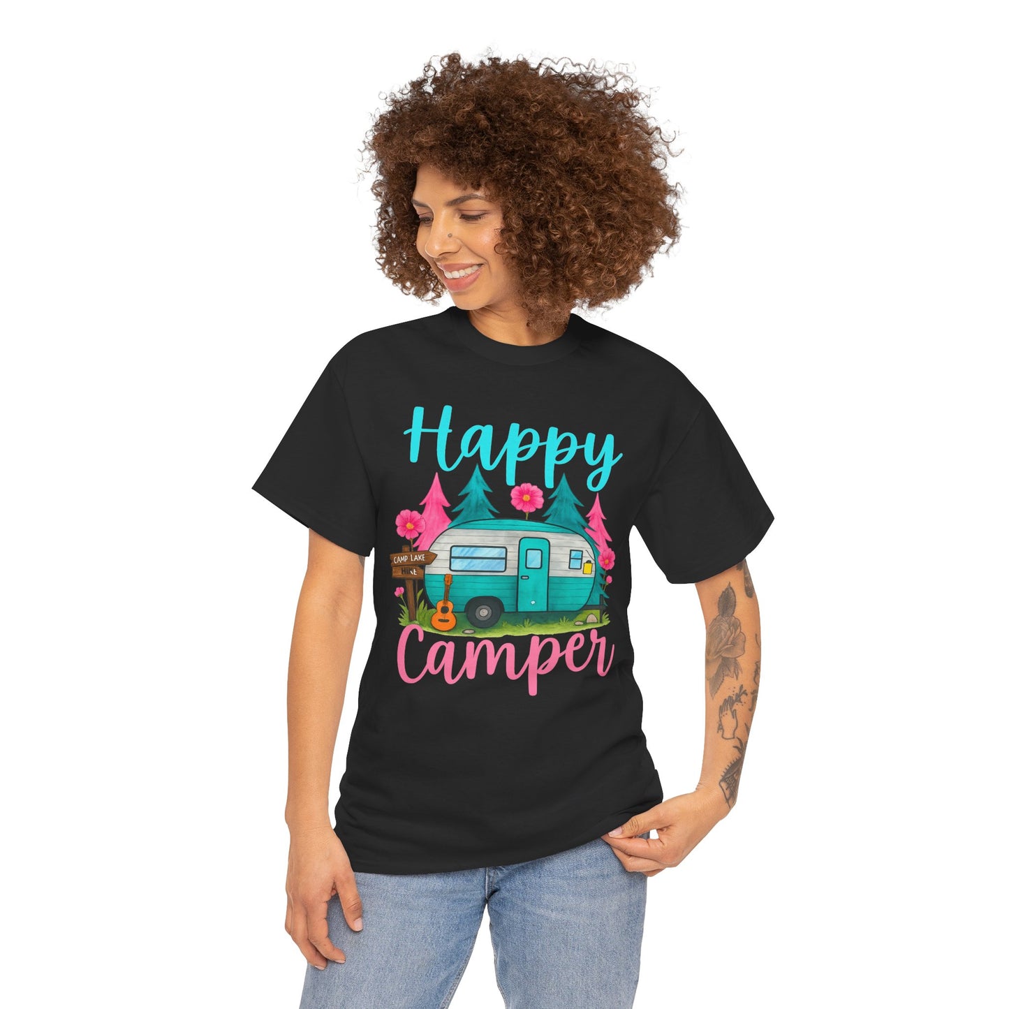Happy Camper T‑Shirt – Cute Retro Trailer Camping Graphic Tee