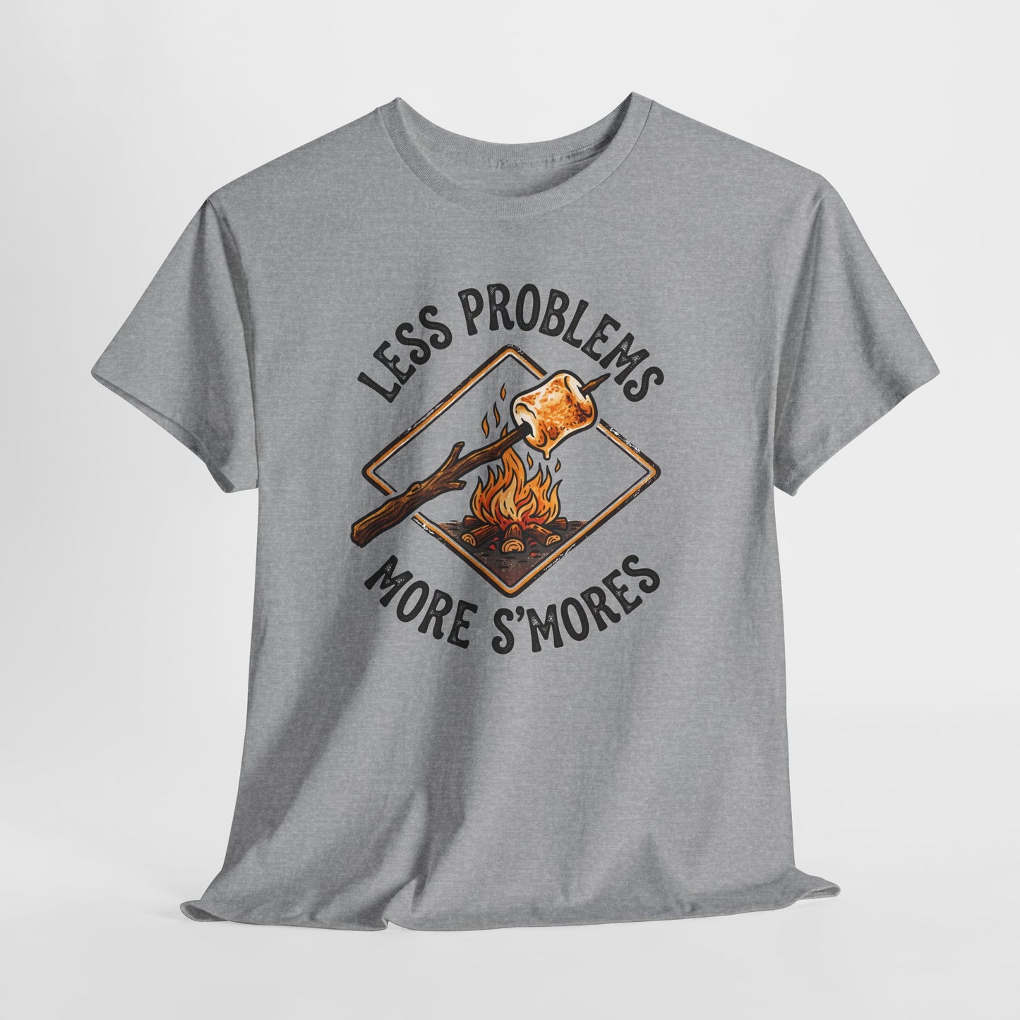 S'mores Camping T-Shirt - "Less Problems, More S'mores" Retro Campfire Tee