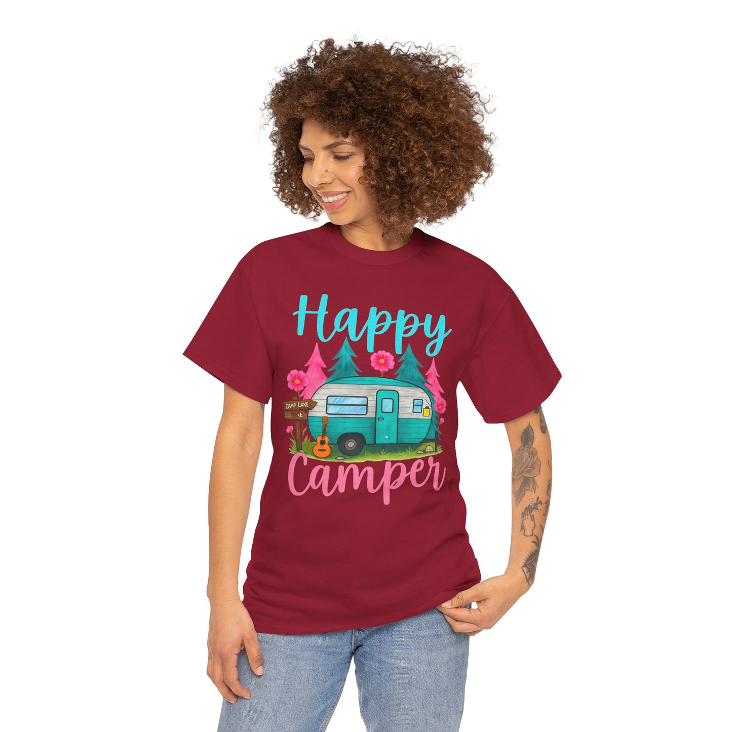 Happy Camper T‑Shirt – Cute Retro Trailer Camping Graphic Tee