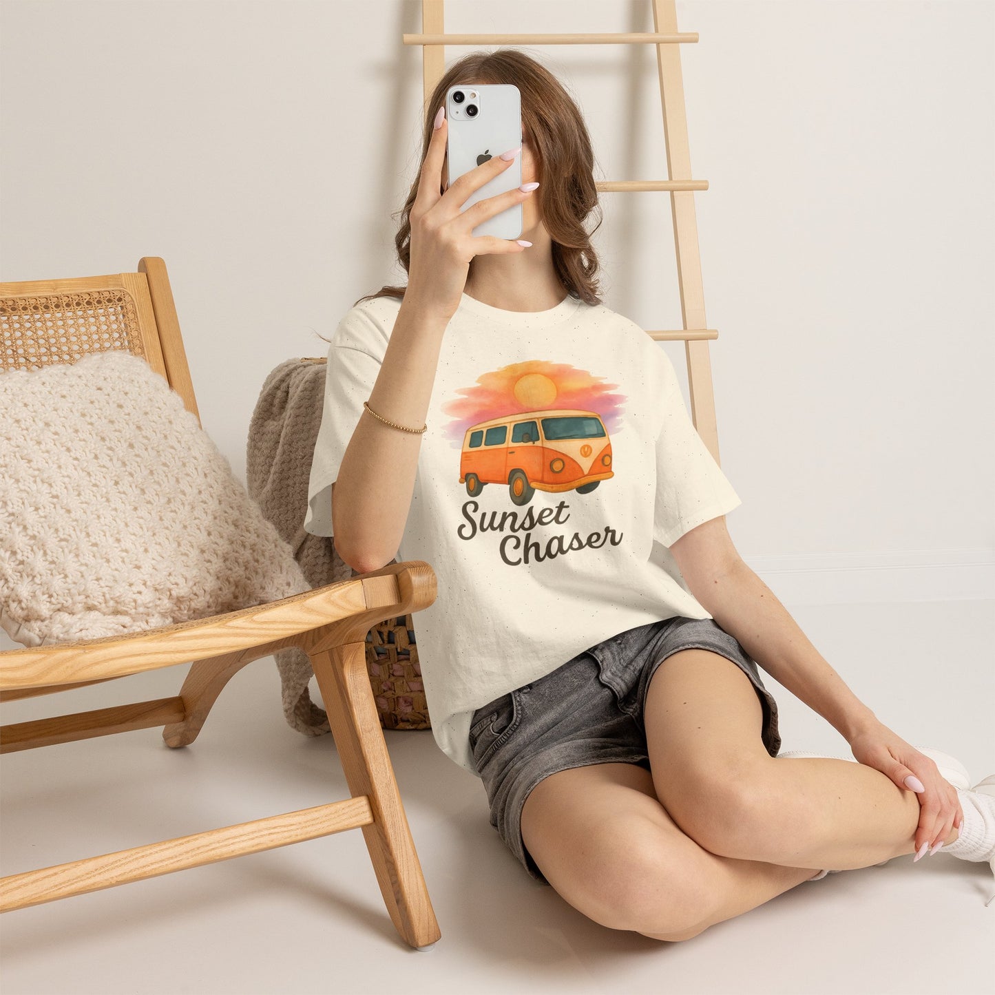 Sunset Chaser: Retro Bus Camping Gildan Tee