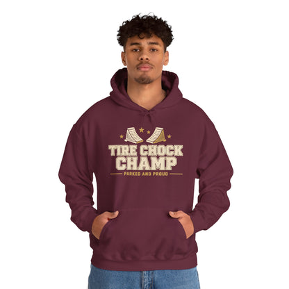 Tire Chock Champ Funny Camping Hoodie