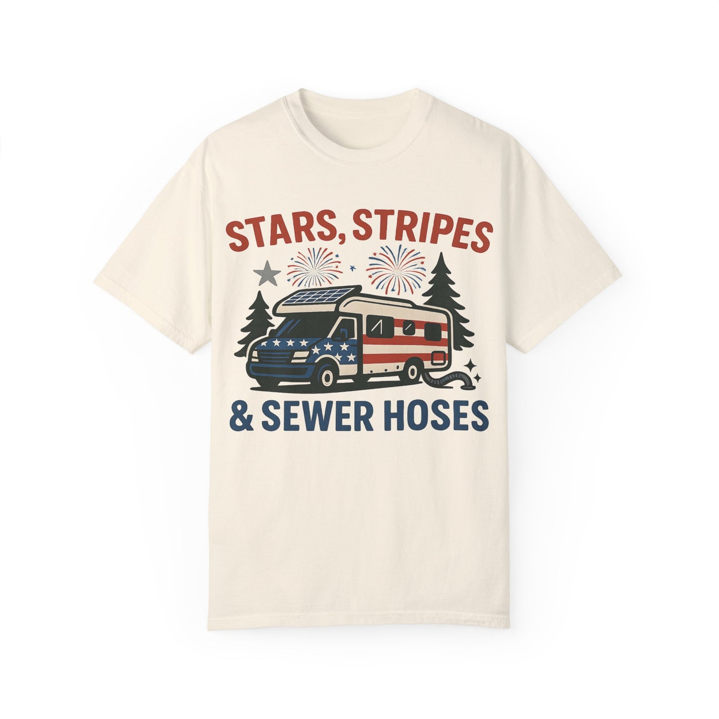 Stars, Stripes & Sewer Hoses: Patriotic RV Camping Illustration Comfort Colors
