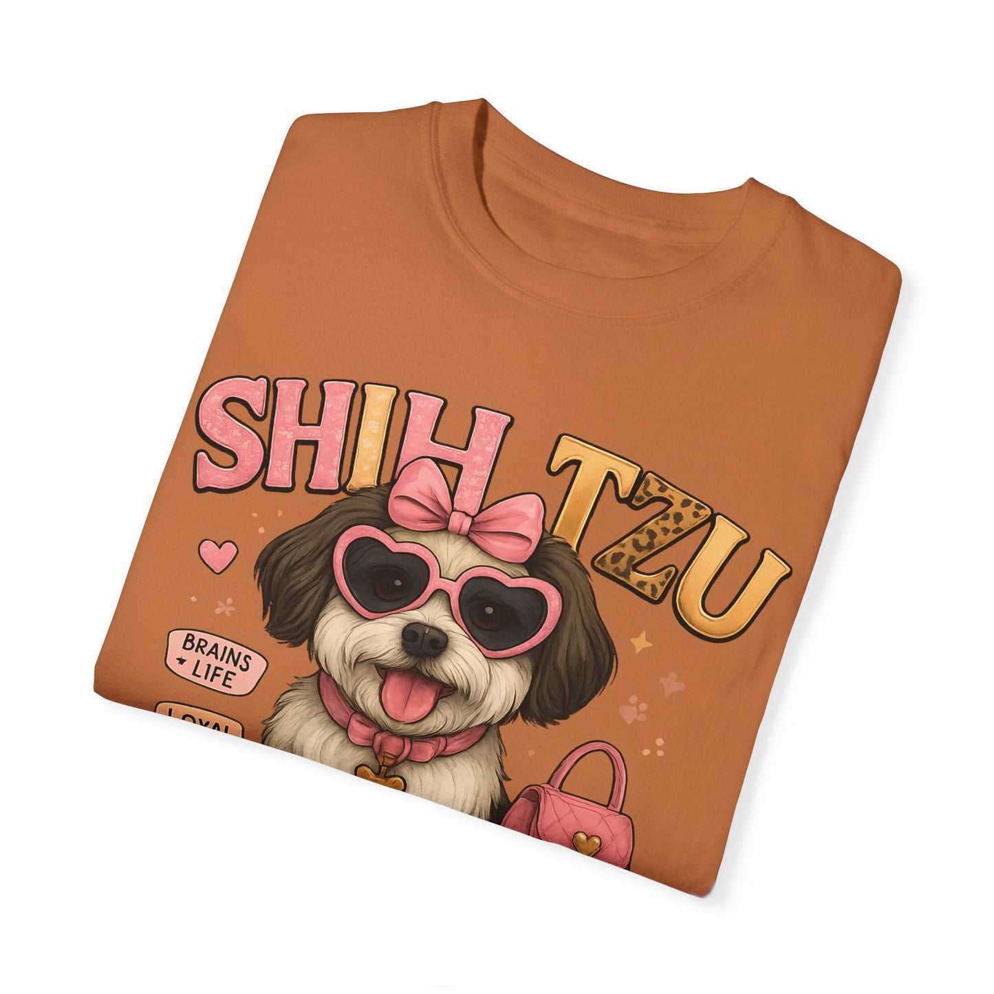 Shih Tzu Mama: Adorable Dog in Pink Sunglasses Comfort Colors