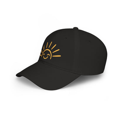 Smiling Sun Baseball Cap — Cheerful Embroidered Low Profile Hat