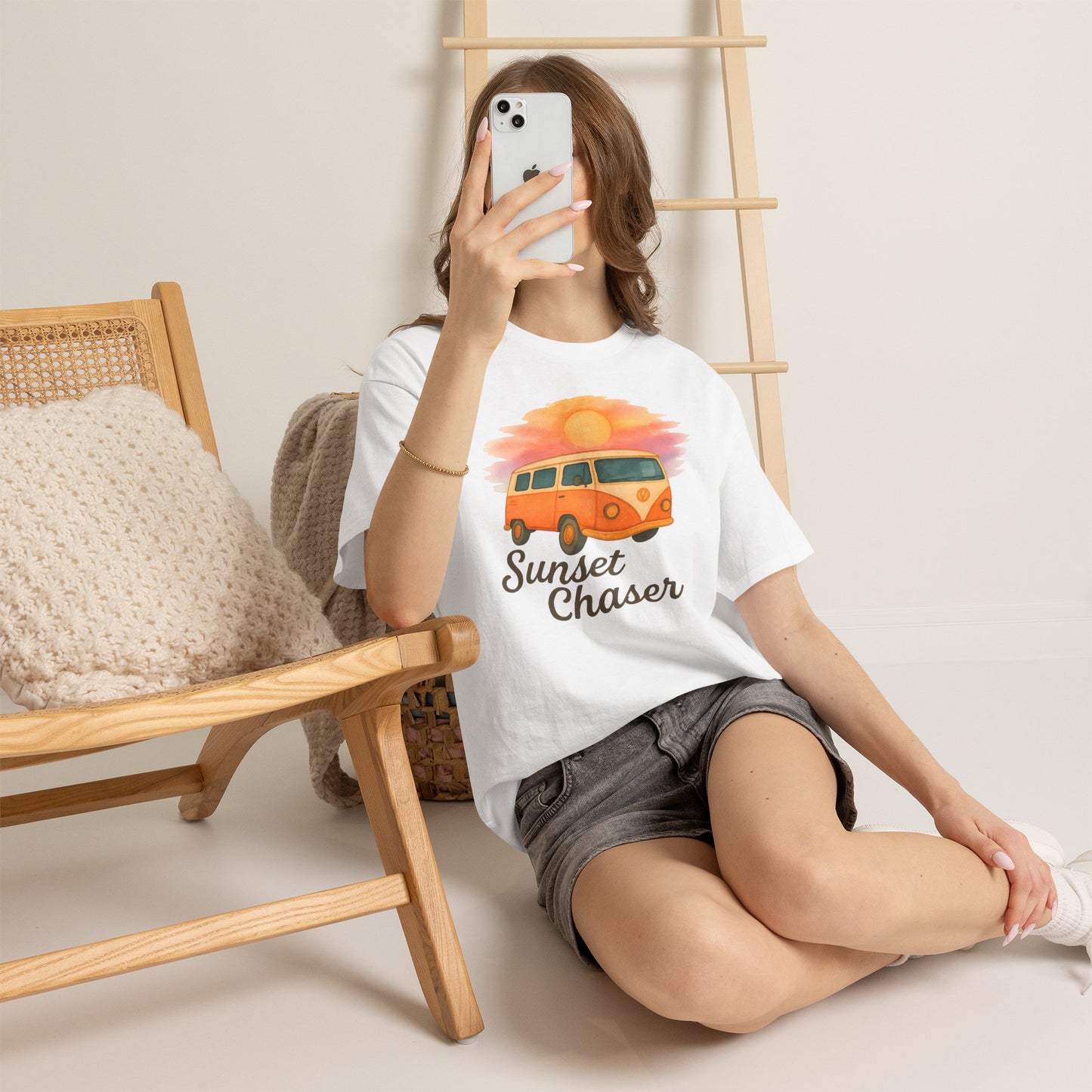 Sunset Chaser: Retro Bus Camping Gildan Tee