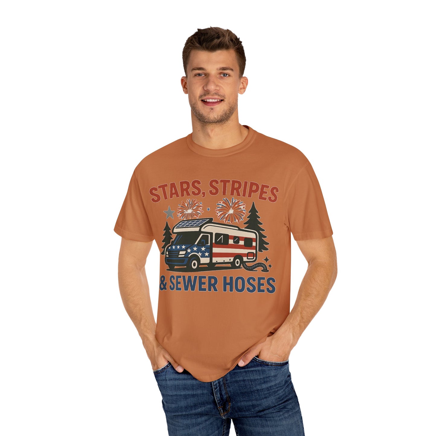 Stars, Stripes & Sewer Hoses: Patriotic RV Camping Illustration Comfort Colors