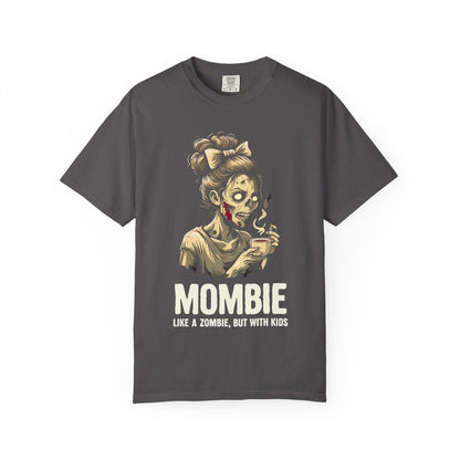 Mombie Unisex Garment-Dyed T-Shirt, Funny Parent Gift, Halloween Costume, Zombie Humor Tee, Unique Mom Shirt