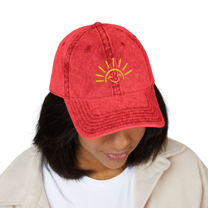 Vintage Embroidered Sun Cap — Smile Sunshine Baseball Hat