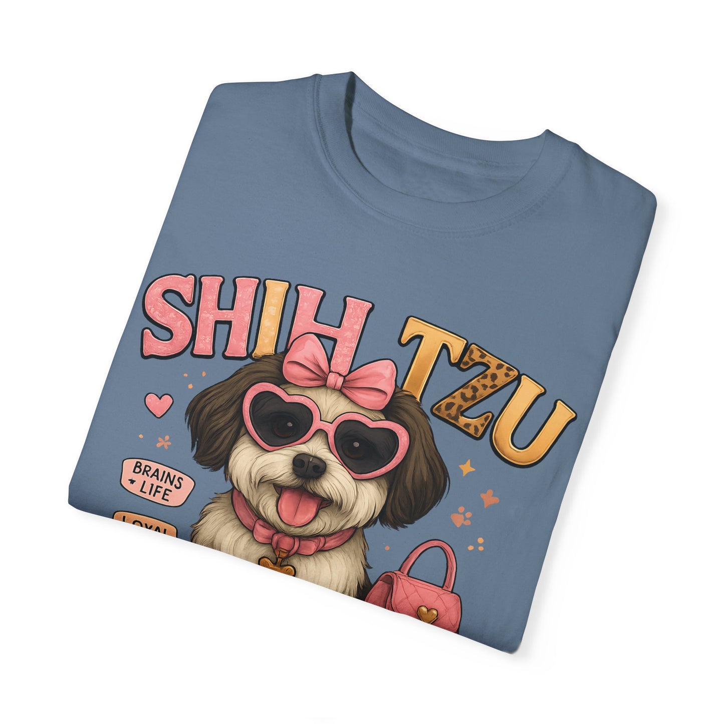 Shih Tzu Mama: Adorable Dog in Pink Sunglasses Comfort Colors