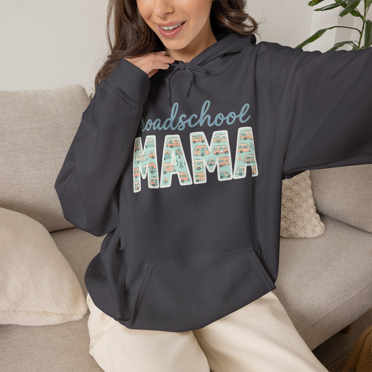 Roadschool Mama: Whimsical RV Education Design Funny Camping Hoodie