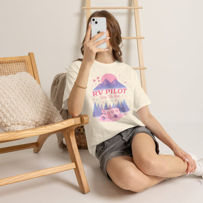Moonlit RV Adventure: Pastel Pixel Camping Scene Funny Camping Tee