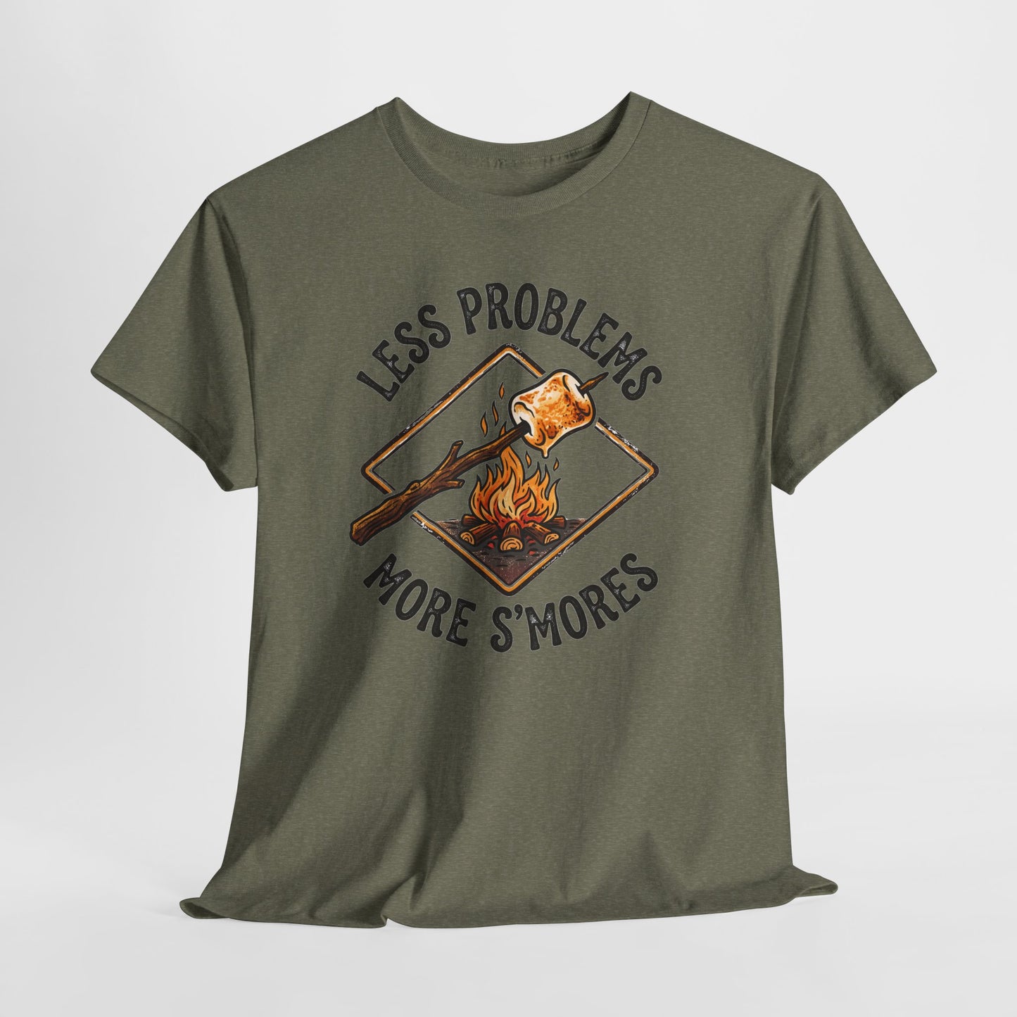 S'mores Camping T-Shirt - "Less Problems, More S'mores" Retro Campfire Tee