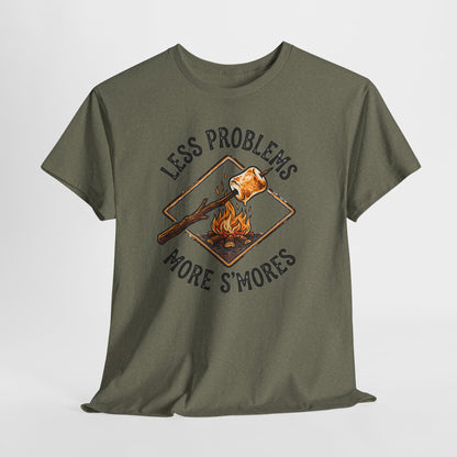 S'mores Camping T-Shirt - "Less Problems, More S'mores" Retro Campfire Tee