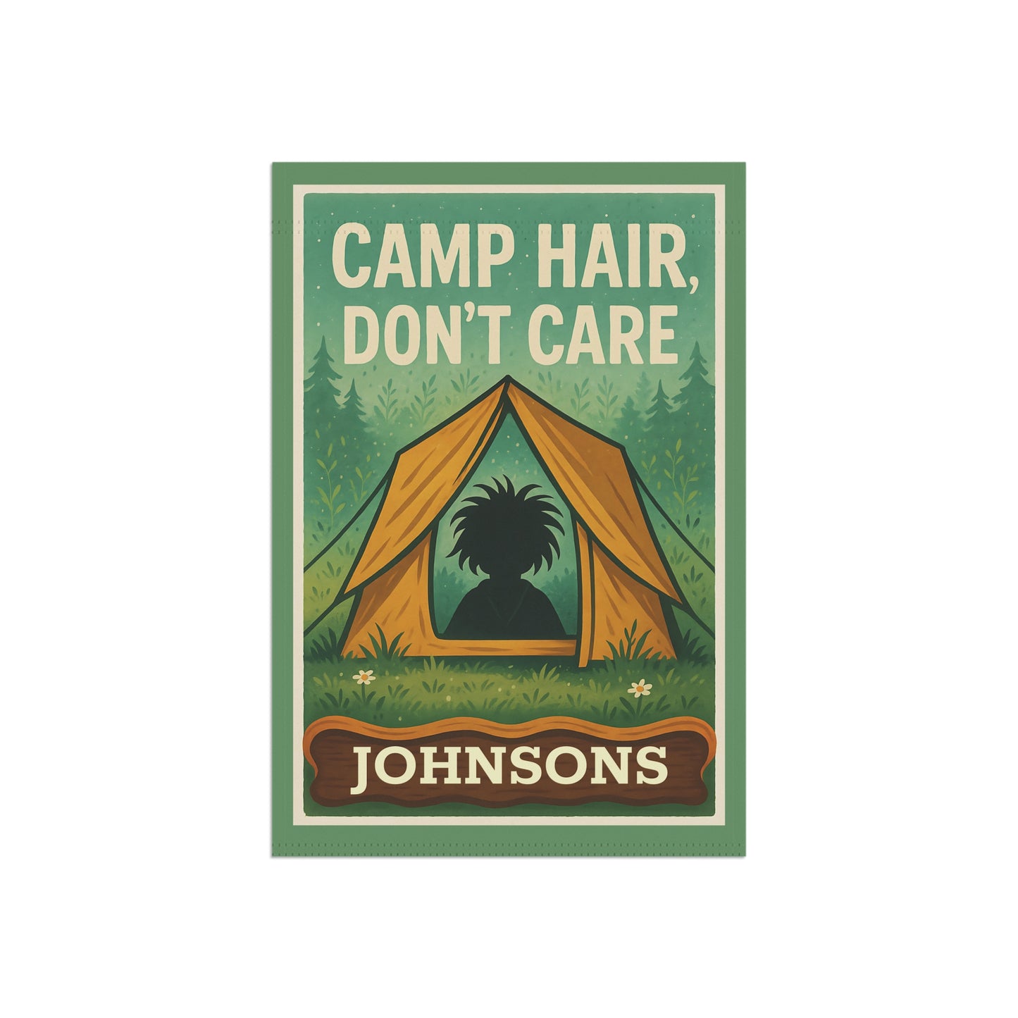 Garden Flag - "Camp Hair, Don't Care" Personalized Camping Yard Banner