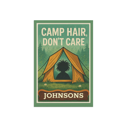 Garden Flag - "Camp Hair, Don't Care" Personalized Camping Yard Banner