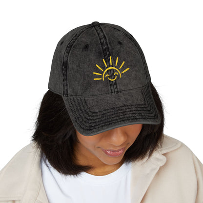 Vintage Embroidered Sun Cap — Smile Sunshine Baseball Hat