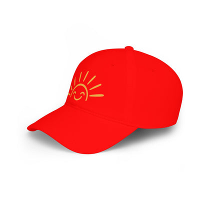 Smiling Sun Baseball Cap — Cheerful Embroidered Low Profile Hat
