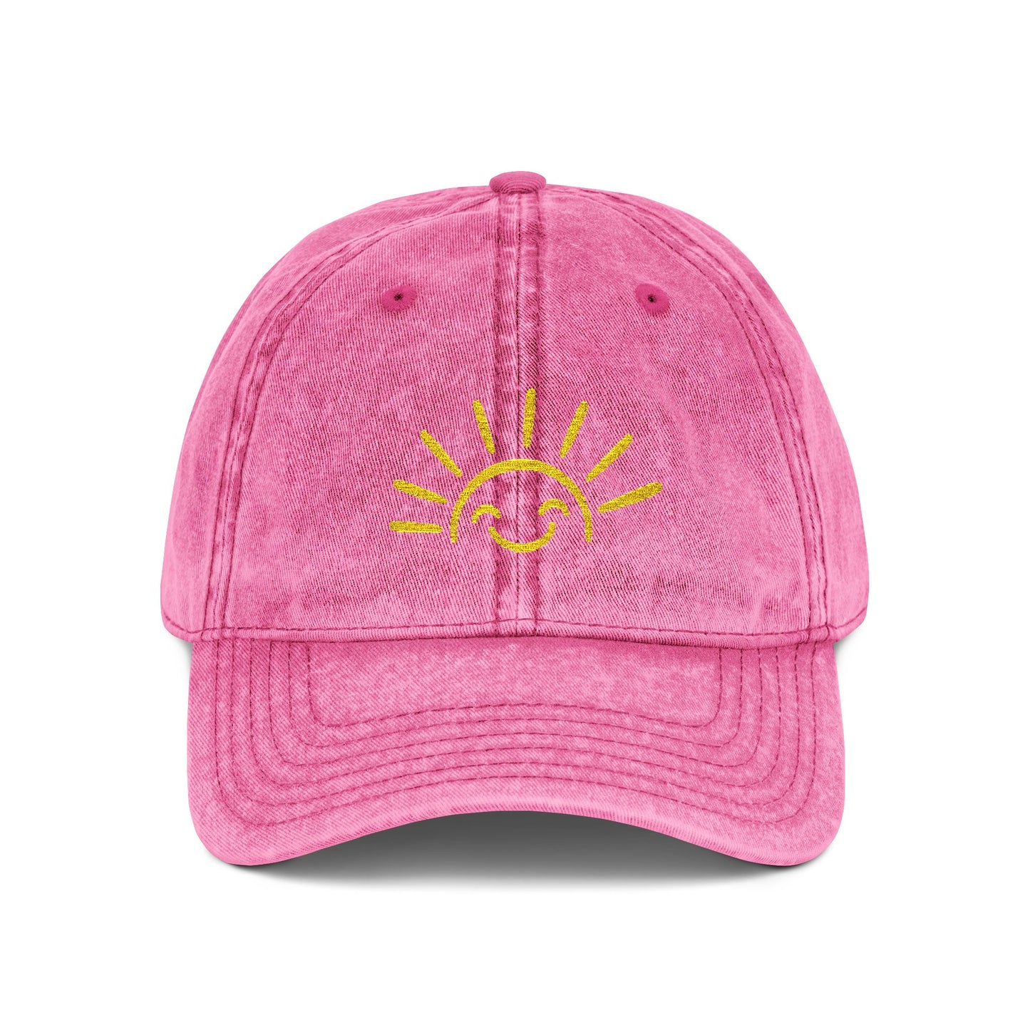 Vintage Embroidered Sun Cap — Smile Sunshine Baseball Hat