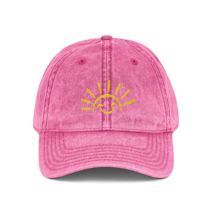 Vintage Embroidered Sun Cap — Smile Sunshine Baseball Hat