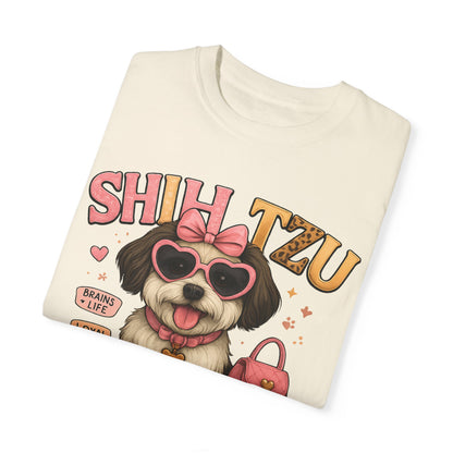 Shih Tzu Mama: Adorable Dog in Pink Sunglasses Comfort Colors