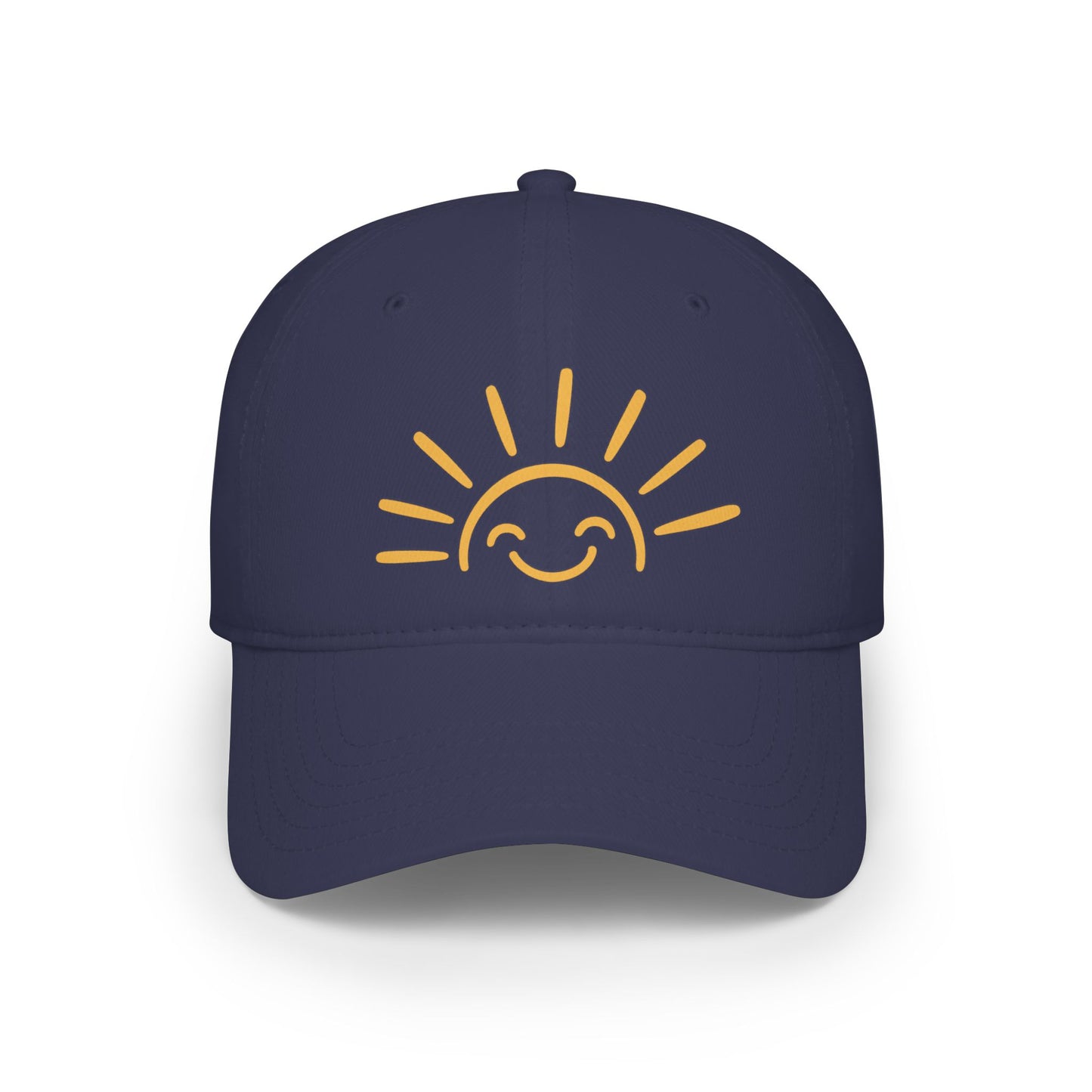 Smiling Sun Baseball Cap — Cheerful Embroidered Low Profile Hat