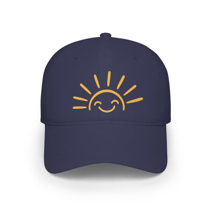 Smiling Sun Baseball Cap — Cheerful Embroidered Low Profile Hat