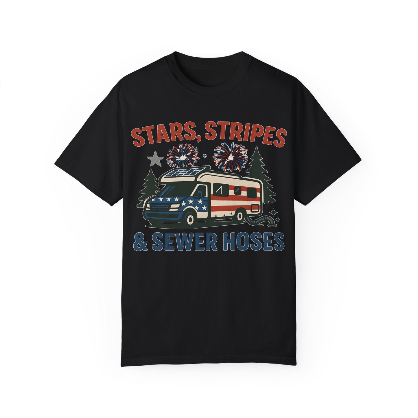 Stars, Stripes & Sewer Hoses: Patriotic RV Camping Illustration Comfort Colors