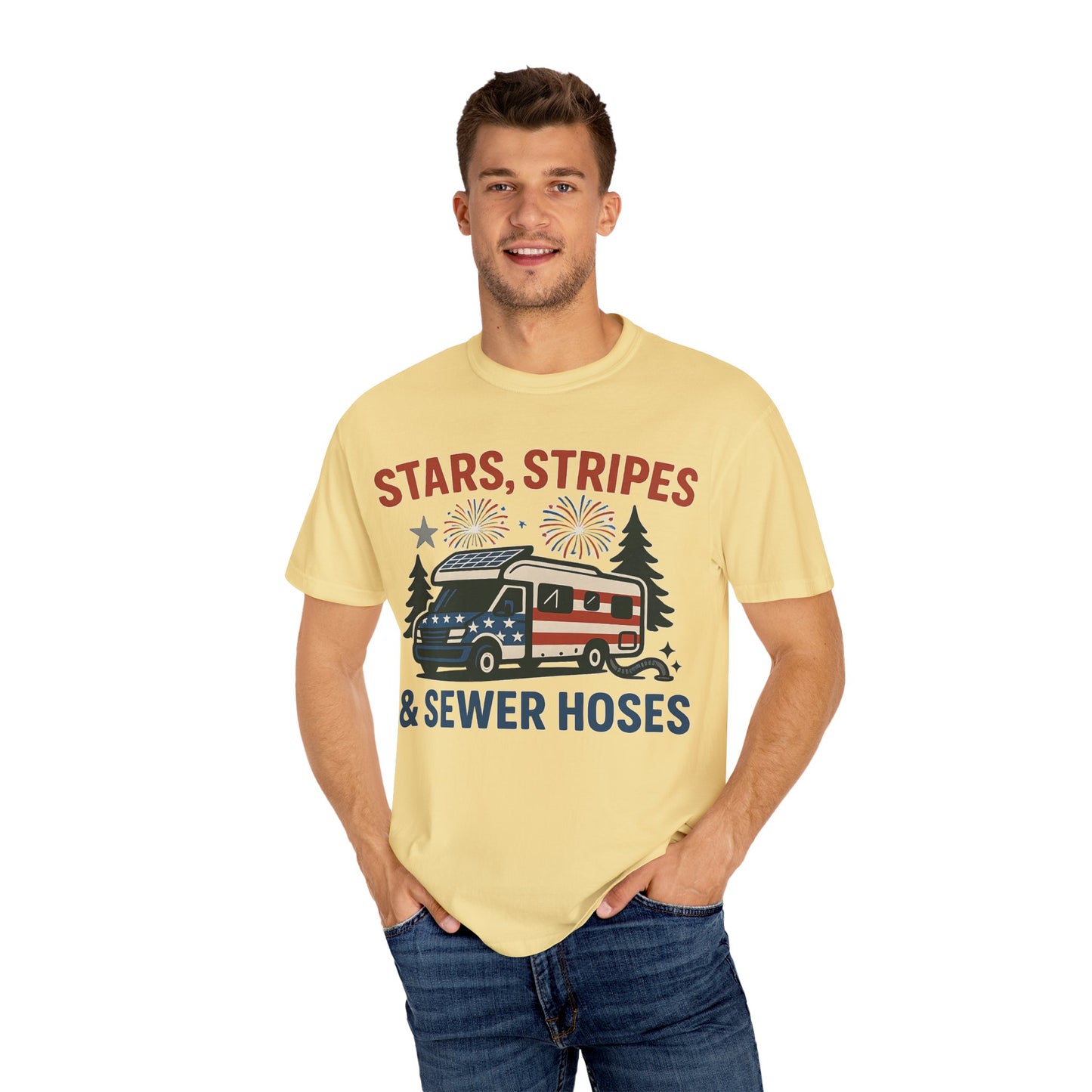 Stars, Stripes & Sewer Hoses: Patriotic RV Camping Illustration Comfort Colors