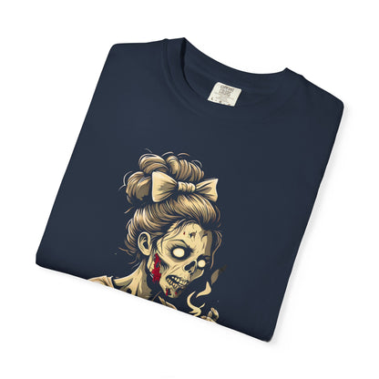 Mombie Unisex Garment-Dyed T-Shirt, Funny Parent Gift, Halloween Costume, Zombie Humor Tee, Unique Mom Shirt