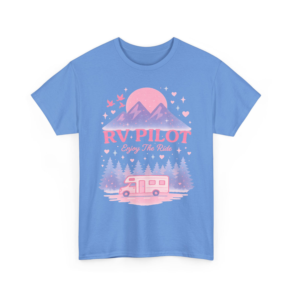 Moonlit RV Adventure: Pastel Pixel Camping Scene Funny Camping Tee
