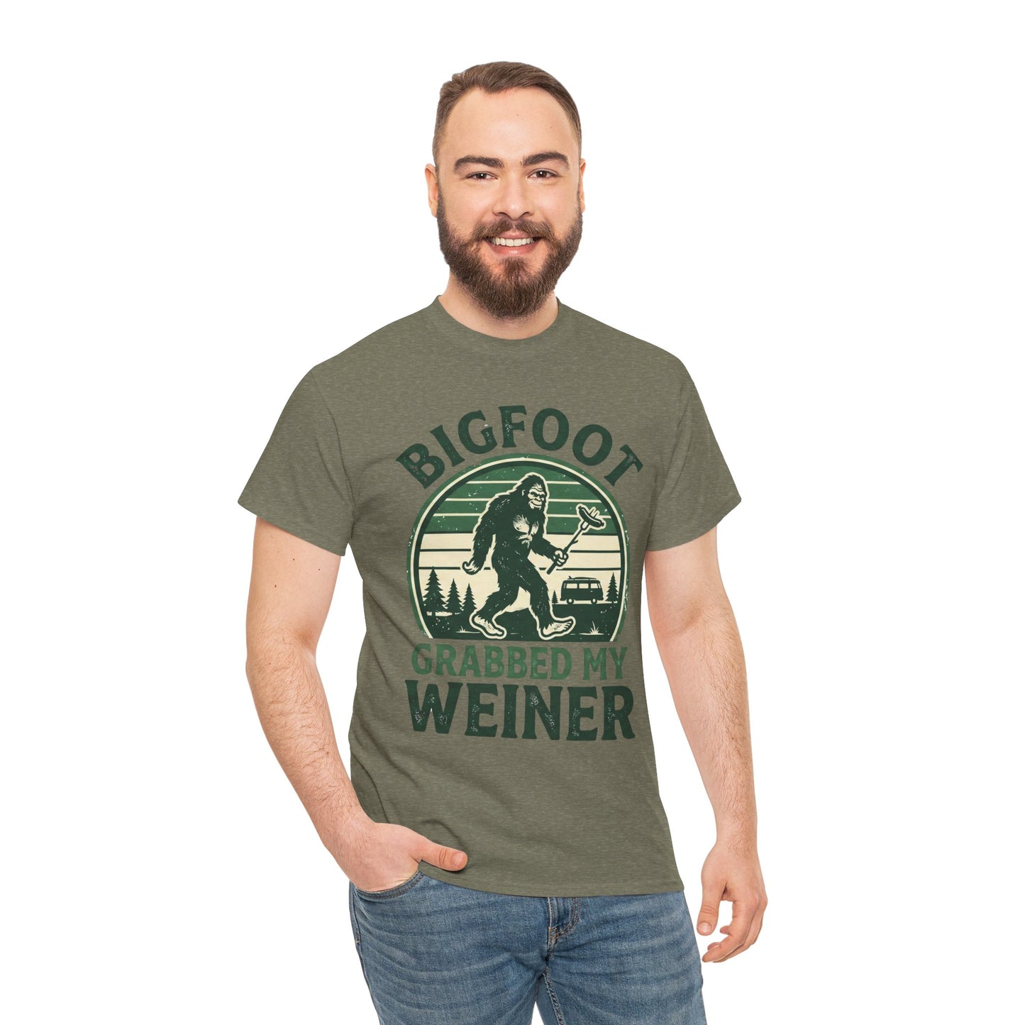 Bigfoot Grabbed My Weiner Retro Camping Tee