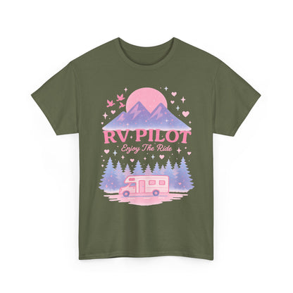 Moonlit RV Adventure: Pastel Pixel Camping Scene Funny Camping Tee