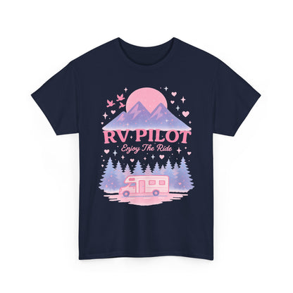 Moonlit RV Adventure: Pastel Pixel Camping Scene Funny Camping Tee