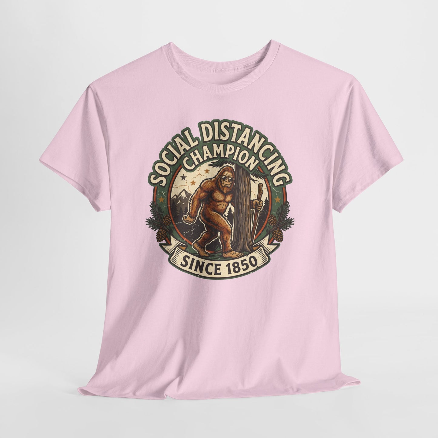 Social Distancing Champion Tee - Funny Bigfoot Sasquatch Shirt "Since 1850"