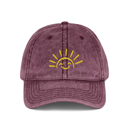 Vintage Embroidered Sun Cap — Smile Sunshine Baseball Hat