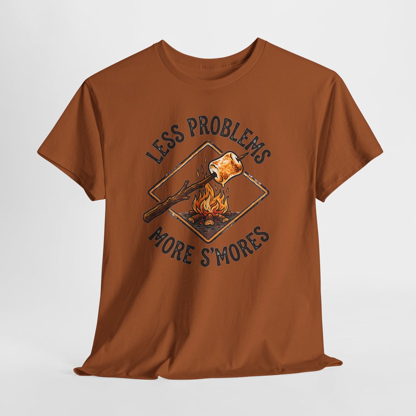 S'mores Camping T-Shirt - "Less Problems, More S'mores" Retro Campfire Tee