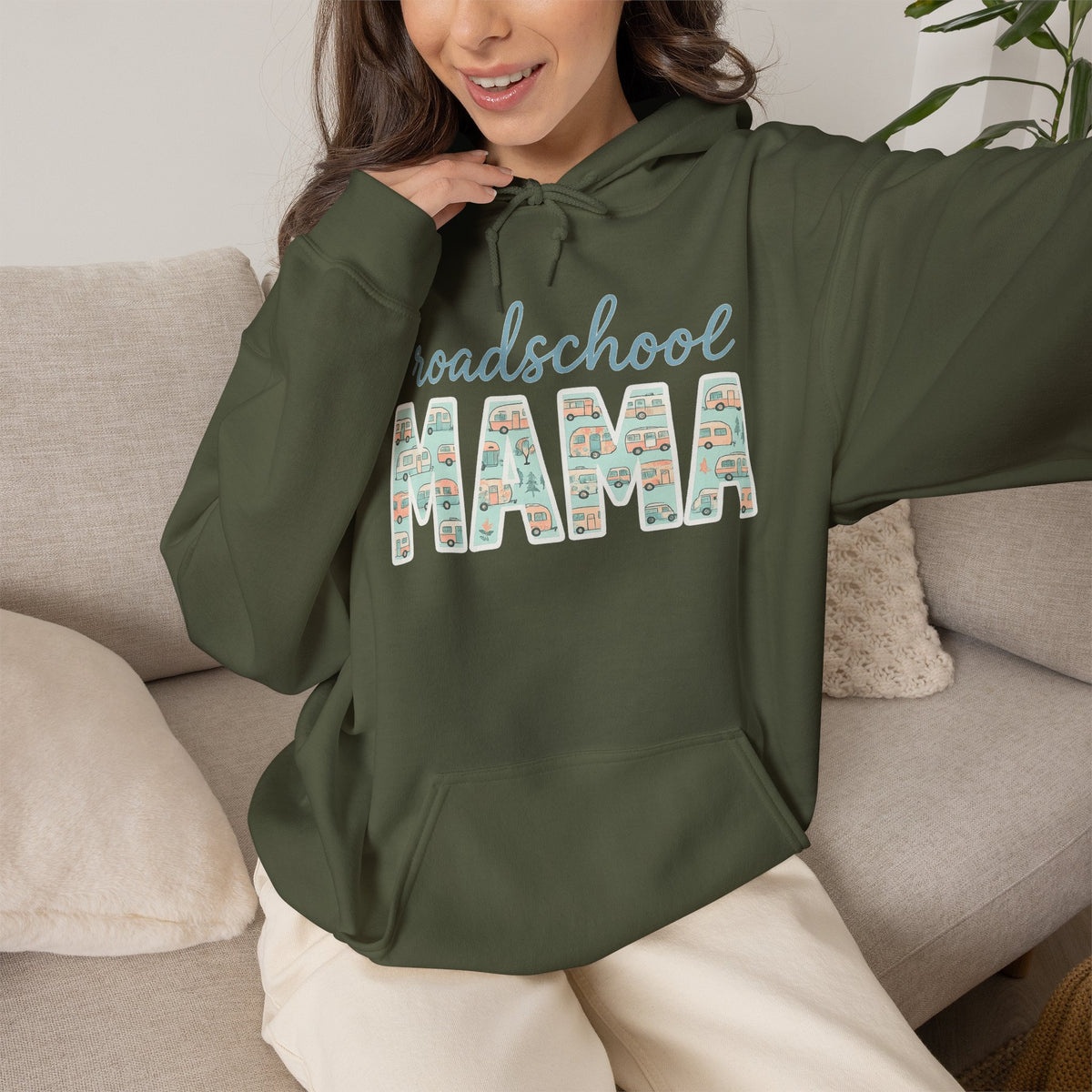 Roadschool Mama: Whimsical RV Education Design Funny Camping Hoodie