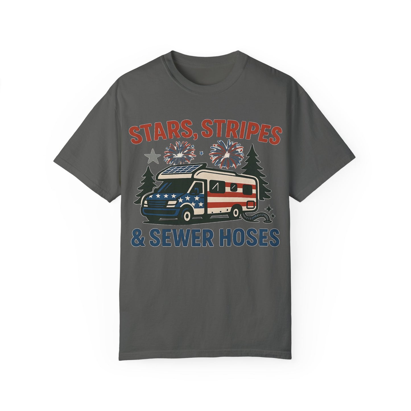 Stars, Stripes & Sewer Hoses: Patriotic RV Camping Illustration Comfort Colors