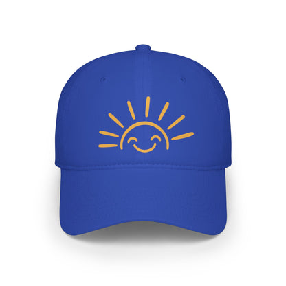 Smiling Sun Baseball Cap — Cheerful Embroidered Low Profile Hat